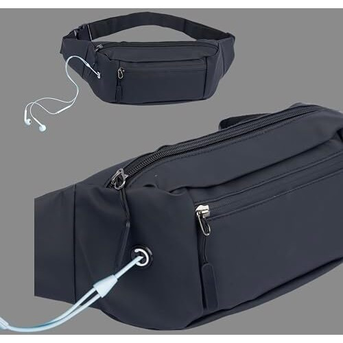 Pranij Waist Pack Bag Fanny Pack For Men & Women With Adjustable Strap For Outdoors Workout Traveling Casual Hands-Free Wallets Running Hiking Cycling (Black)