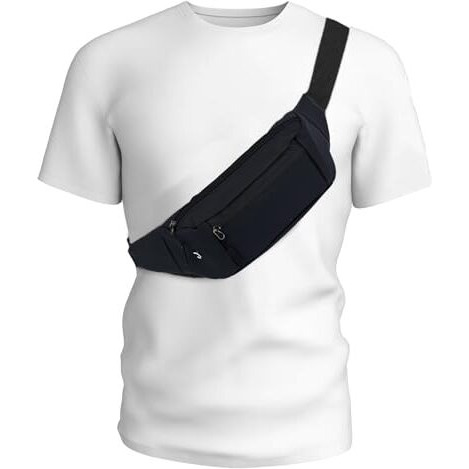Pranij Waist Pack Bag Fanny Pack For Men & Women With Adjustable Strap For Outdoors Workout Traveling Casual Hands-Free Wallets Running Hiking Cycling (Black)