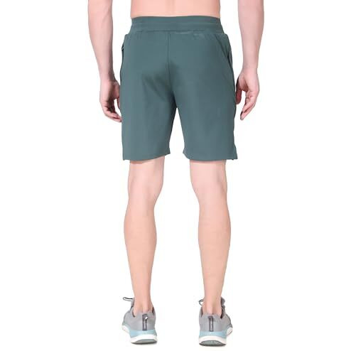 Fitinc Men Strethable Green Shorts For Gym, Running, Jogging, Yoga, Cycling, And Active Sports