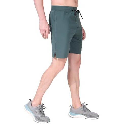 Fitinc Men Strethable Green Shorts For Gym, Running, Jogging, Yoga, Cycling, And Active Sports
