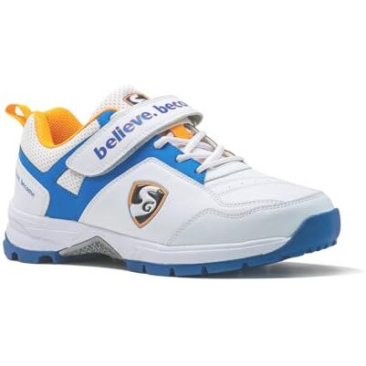 Sg Century 6.0 Cricket Shoe (Color Royal Blue & Orange, Available In For Mens & Boys | Material Pu & Rubber | Velcro With Laces For Flexible Performance