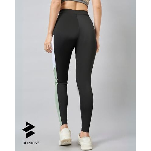 Blinkin Stretchable Gym Pants For Women Workout  The Ultimate Yoga Pants For Women | Gym Track Pants For Women With Side Pockets (1671 - Black|L-Green,Size_M)