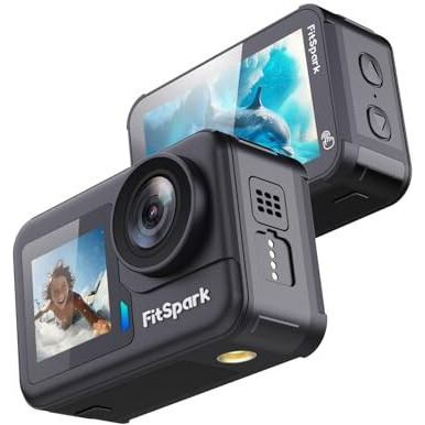 Fitspark Dolphin 1.0 20M Body Waterproof Real 4K30Fps Dual Big 2.2 Touchscreen Eis Action Camera Sony Sensor No.1 Chipset Wireless Mic Support *Free Dock+Battery Offer* Wifi Smart Remote +Full Kit