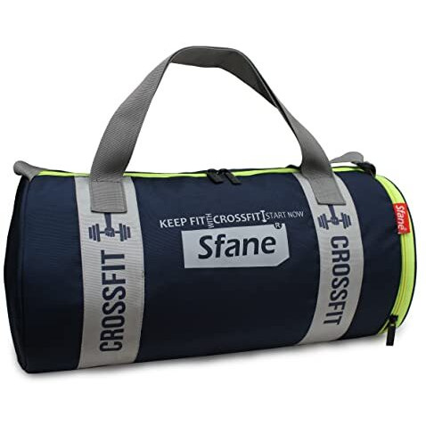 Sfane Gym Bags For Men With Separate Shoe Compartment Sports Gym Bags For Women Unisex Duffle Bags For Gym For Carry & Travel Adjustable Duffel Bags Sports Bag - Navy Blue & Grey.
