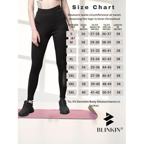 Blinkin Stretchable Gym Pants For Women Workout With Mesh Insert And Side Pockets, Ultimate Yoga Pant For Woman | Gym Wear For Women (1582,Black,Size_Xl)