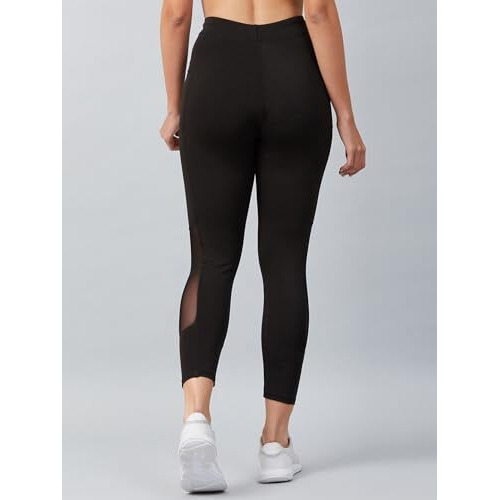 Blinkin Stretchable Gym Pants For Women Workout With Mesh Insert And Side Pockets, Ultimate Yoga Pant For Woman | Gym Wear For Women (1582,Black,Size_Xl)