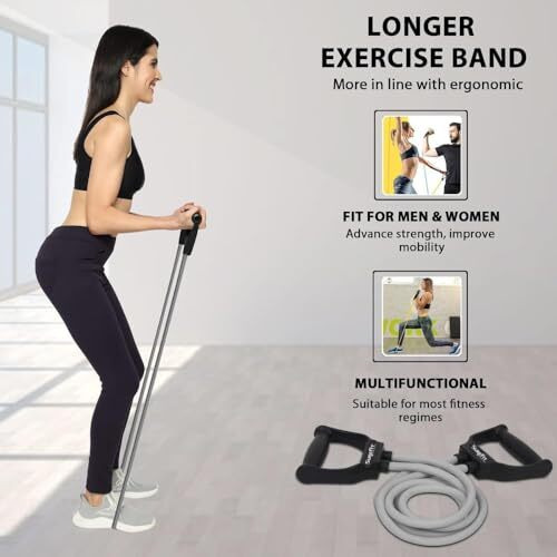 Surefit Exercise-Kit/Full Body Home Workout Equipment Set For Men & Women/Includes Tummy Trimmer Double Spring With Comfertable Foam Grip Handle, Resistance Bands, Push-Up Bar & Ab Roller (Black)