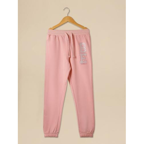 Alan Jones Clothing Printed Girls Mid Rise Joggers Trackpant (Pink_11-12 Years)