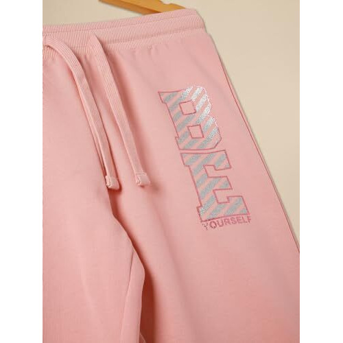 Alan Jones Clothing Printed Girls Mid Rise Joggers Trackpant (Pink_11-12 Years)