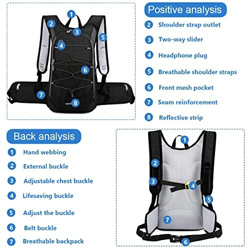 Gustave Hydration Backpack With 3L Hydration Bag For Hiking Cycling Running Mtb, Bpa Free Water Backpack Professional Hiking Bag For Men Women Kids, Trekking And Cycling Accessories(46Cm*27Cm*11Cm)