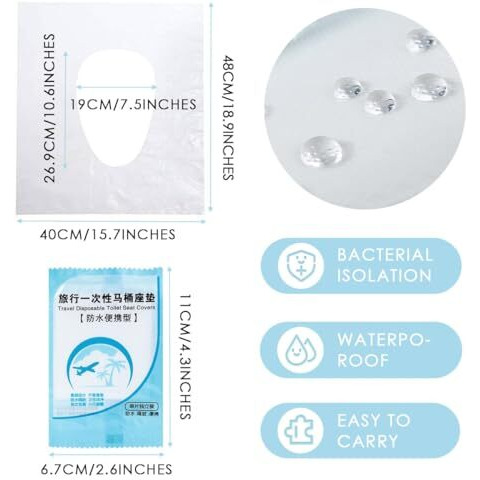 50Pcs Disposable Plastic Toilet Seat Covers Travel Toilet Seat Paper Waterproof And Non Slip Individually Wrapped Portable Potty Seat Cover For Kids Pregnant Travel Hospital Public Toilet Hotel