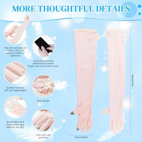 Sannidhi Gloves For Sun Protection Gloves, Full Hand Gloves For Women Bike Riding, Cotton Driving Gloves For Women, Summer Breathable Uv Gloves For Driving, Golfing (1 Pairs, Touchscreen Design)