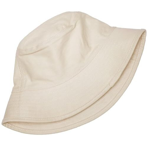 Coreteq Floppy Bucket Hat Summer Beach Sun Protection Soft Cotton Men Stylish Casual Cap Fisherman Travel Outdoor Hiking Trekking Round Top Hats For Unisex Fitting, Natural White - Free Size