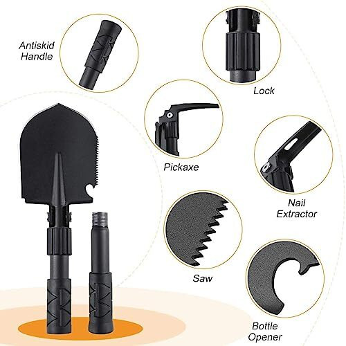 Trekeaze Folding Shovel Mini Camping Shovel Multi-Tool Shovel Heavy Duty Survival Tactical Shovel For Camping, Hiking