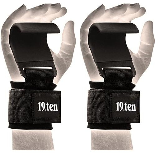 19.Ten Unisex Heavy Duty Weight Lifting Wrist Straps With Steel Hooks And Neoprene Padding For Dead Lifting Gym Training Workout Exercise Body Building Grips Straps (Set Of 2, Black)