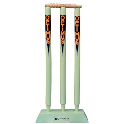 Optimus Cricket Wooden Kit Combo Set For Kids In Heavy Tetron Cover - Size 5 For 11-12 Year Kids (1 Bat, 1 Tennis Rubber Ball, 3 Wickets, 1 Wicket Base, 2 Bails & 1 Kit Cover) 4D