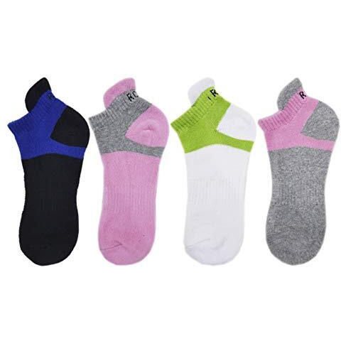 Rc. Royal Class Women's Low Cut Ankle Length Cotton Cushioned Athletic Multicolored Free Size Socks, Combo Pack Of 4
