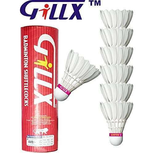 Gillx Badminton Rackets 4 Piece 6 Piece Feather Shuttle With Badminton Net Two Side Covered Patti Up & Down