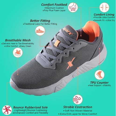 Sparx Mens Sm 648 | Enhanced Durability & Soft Cushion | Grey Running Shoe - 8 Uk (Sm 648)