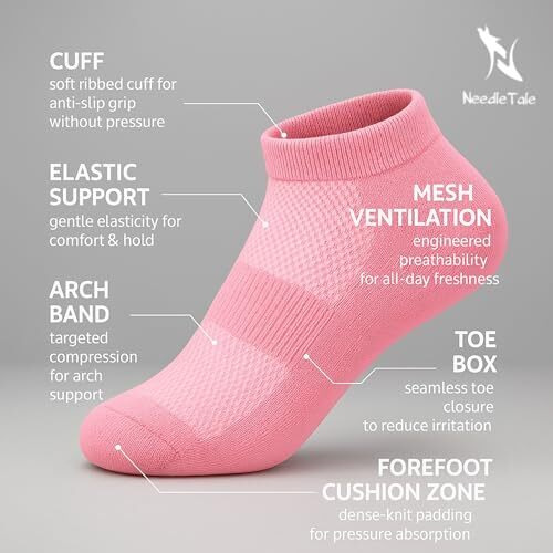 Needletale Socks For Women Combo Ankle Length Pack Of 3 (In, Alpha, Free Size, 3, Light Grey, Baby Pink, Sky Blue)