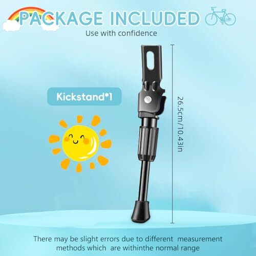Proberos Kids Bicycle Kickstand For 20'' Wheel, Metal Anti-Slip Spring Loaded Reinforced Metal Kickstand 10.43 Inches Replacement Bike Kickstand For Kids Bike Bike Modification Accessory, Black