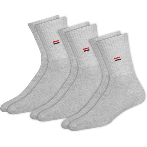 Navysport Men's Crew Length Cushion Cotton Socks (Pack Of 3) (Grey) Free Size