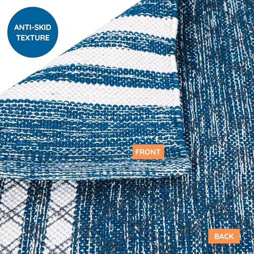 Atvi.Fit Pure Cotton Anti-Skid, Machine Wash Yoga Mat. 73Inches X 24Inches, 5Mm Thickness (Blue)