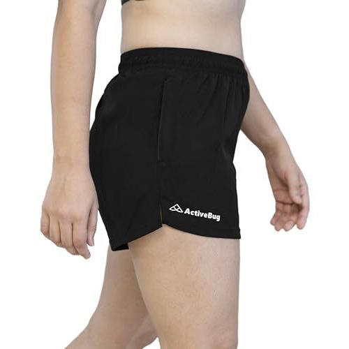 Activebug Dual Pocket Shorts For Women For Gym Wear Workout Running Walking Hiking Quick Dry High Performance High Waist (Medium, Black)