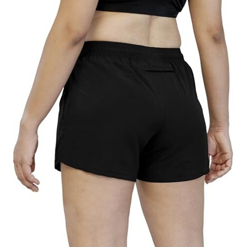 Activebug Dual Pocket Shorts For Women For Gym Wear Workout Running Walking Hiking Quick Dry High Performance High Waist (Medium, Black)
