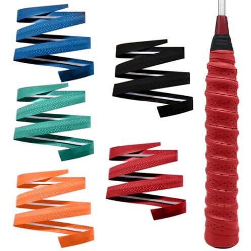 Proberos 5 Rolls Pu Grip Tape Sweat Absorption Badminton Racket Grip Tape Color Anti Slip Overgrips For Racket Sports Pickleball Racket Tennis Racket Fishing Rod