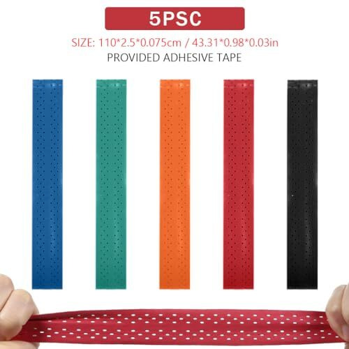 Proberos 5 Rolls Pu Grip Tape Sweat Absorption Badminton Racket Grip Tape Color Anti Slip Overgrips For Racket Sports Pickleball Racket Tennis Racket Fishing Rod