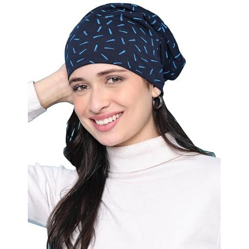 Mack Jonney Cotton Regular Fit Navy Women Beanie Cap(Pack Of 1)-Mack635779, Free Size