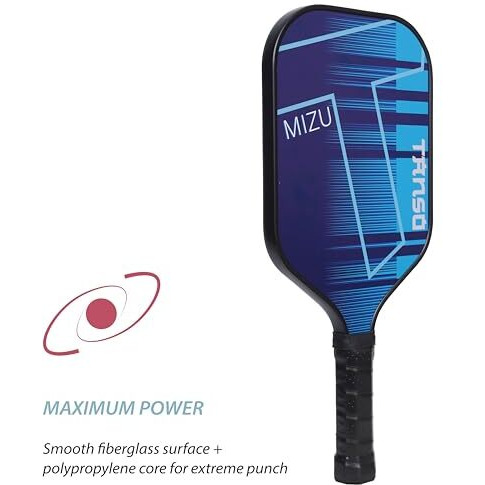 Tanso Mizu Fiberglass Pickleball Paddle With Free Paddle Cover (230 Grams, Polypropylene Honeycomb Core) - Prussian Blue