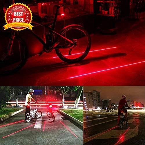 Inditradition Bicycle Laser Tail Light | Inbuilt 2 Laser & 5 Leds, Multi-Functional 7 Modes (Red)