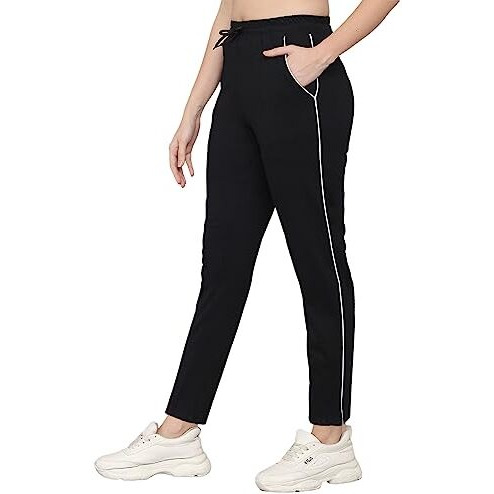 Q - Rious Women's Cotton Solid Track Pants (Black_30)