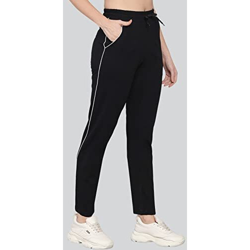 Q - Rious Women's Cotton Solid Track Pants (Black_30)