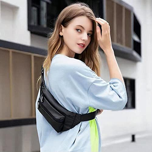 Anzailala Waist Bag For Men & Women,Fanny Pack With Portable,Adjustable Belt,Waterproof Chest Bag For Travel Hiking Running Outdoor(Black)