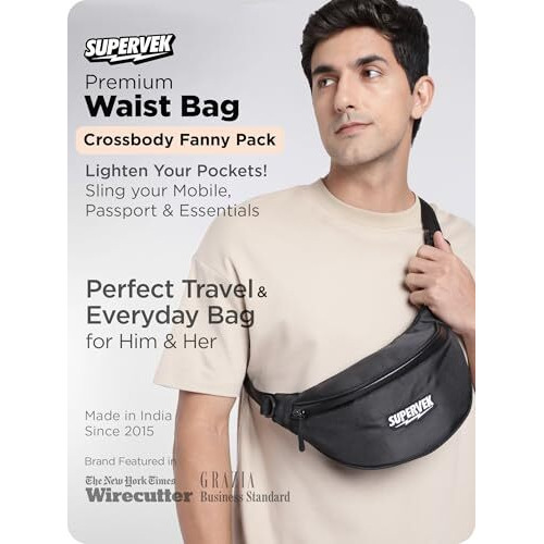 Supervek Waist Bag For Man Women - Cross Body Shoulder Bag For Men - Small Side Bag For Men With Waterproof Zipper - Travel Hiking Hip Fanny Pack - Stylish Mini Chest Bag Pouch For Daily Use