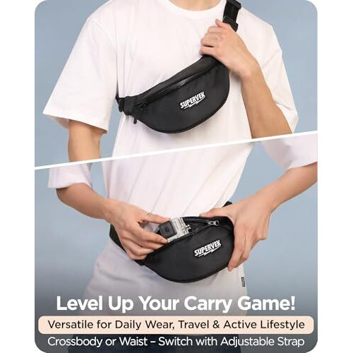 Supervek Waist Bag For Man Women - Cross Body Shoulder Bag For Men - Small Side Bag For Men With Waterproof Zipper - Travel Hiking Hip Fanny Pack - Stylish Mini Chest Bag Pouch For Daily Use