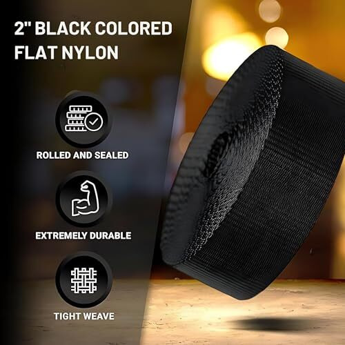 Apav Heavy-Duty 2-Inch Wide Nylon Webbing Strap - Versatile & Durable For Outdoor Gear, Sports Equipment, Pet Collars, Leashes, Bag Belts & Diy Projects (5 Meter (Black))
