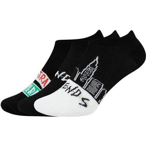 Balenzia X Friends Friends Logo & Central Perk Lowcut Socks For Women (Pack Of 3) - Black