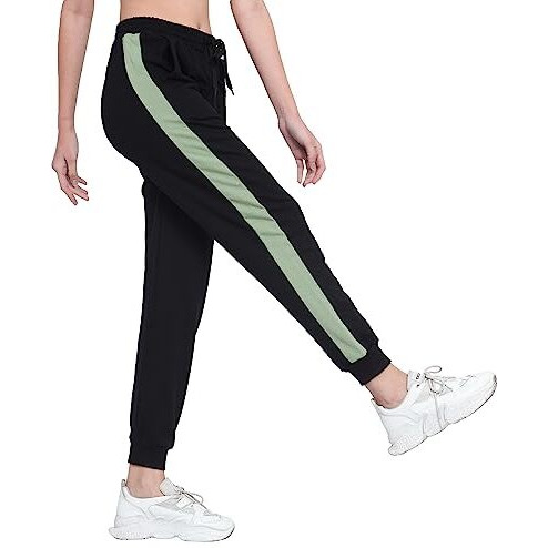Blue Star Shark Women's Cotton Loopknit Track Pants | Comfortable Lounge Pants For Summer | Casual Pyjamas, Nightwear, Gym, Yoga, Sports, Running | Relaxed Fit Everyday Comfort, Black, L