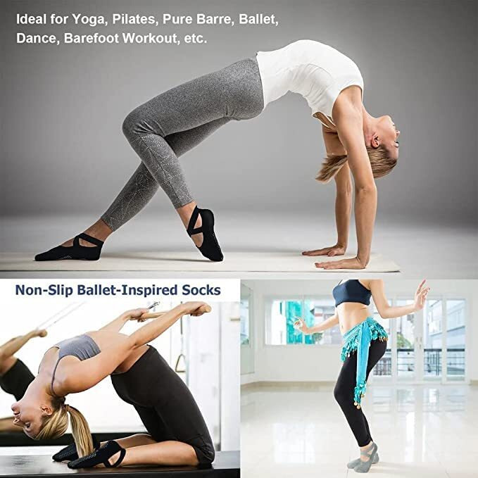 Gk Shopping Ckps Women's Anti Bacterial Anti-Skid Quarter Length Yoga/Pilates/Dance/Ballet Made With Bamboo Cotton Walking & Bikram Fitness Socks With Grips. Set Of 1, Multi Color