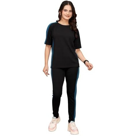 Alisba Women's Active Wear Track Suit Set - Sportswear Top & Bottom Set For Women Western For Fitness & Workout Tshirt For Women Gym Pants For Women Workout Combo Track Suit, Yoga, Running (Pack Of 2)