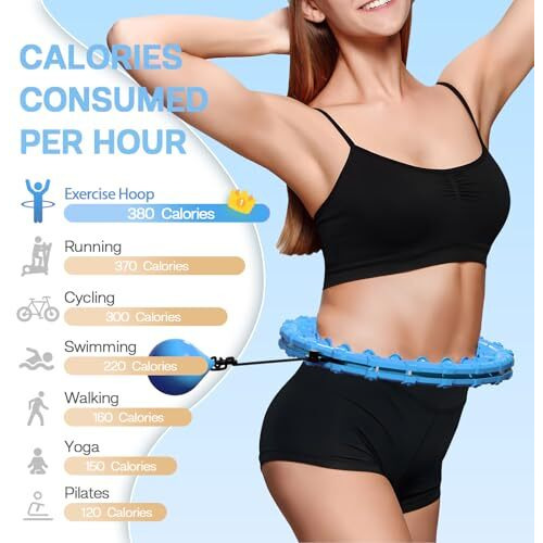 Argvsde Zibtrek Weighted Hula Infinity Fitness Hoop For Adult Weight Loss, 2 In 1 Smart Fitness Workout Hula Circle Hoops With 27 Detachable Knots, Exercise Fit Hoop Suitable For Women And Beginners