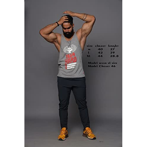 Juari Be A Gentleman Sleeveless Grey Melange Regular Fit Gym Vest For Men