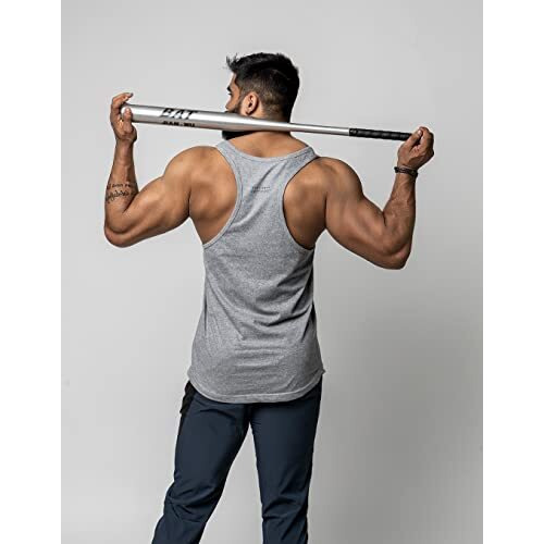 Juari Be A Gentleman Sleeveless Grey Melange Regular Fit Gym Vest For Men