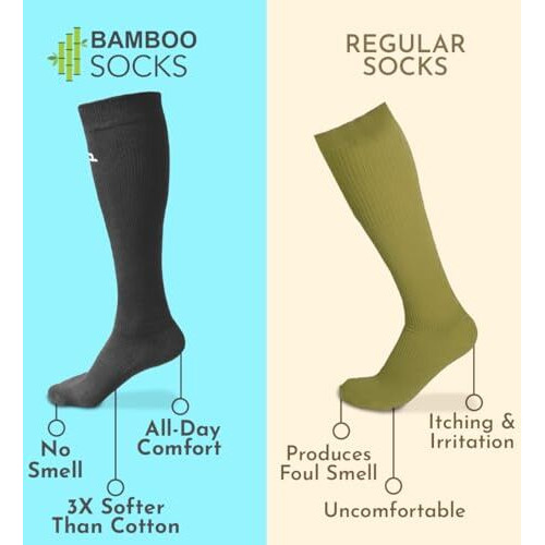 Heelium Bamboo Fibre Bamboo Knee Length Socks For Men & Women | Compression Socks | Running, Cycling | Boosts Blood Circulation & Recovery, Grey