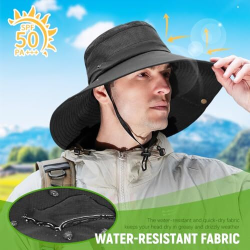 Proberos Upf50+ Sun Hat For Men & Women, Lightweight Quick-Dry Booney Hat With Breathable Mesh, Wide Brim, Chin Strap, Water Proof, Uv Protection For Fishing, Hiking, Travel & Outdoor Adventures