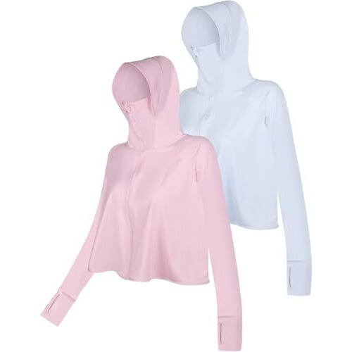 Dayish 1 Pack Womens Sunscreen Hoodie Jacket/Shirt - Advanced Uv Protection From Sun & Pollution - Upf 50+ Protection Scarf With Long Sleeve & Face Mask - Outdoor Running (Blue)